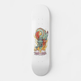 Grönt Dragon på en fallande Lotus Skateboard