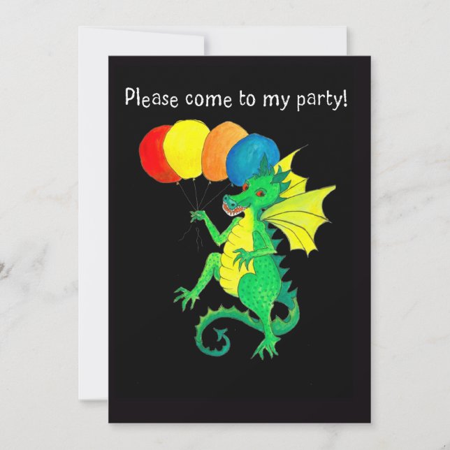 Grönt Dragon Party-inbjudan Inbjudningar (Framsida)