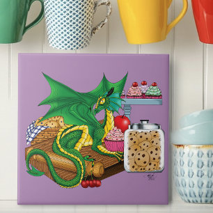 Grönt Dragon Pastry Chef Kakelplatta