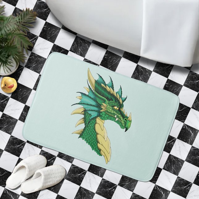 Grönt Dragon Porträtt Badrumsmatta (Skapare uppladdad)