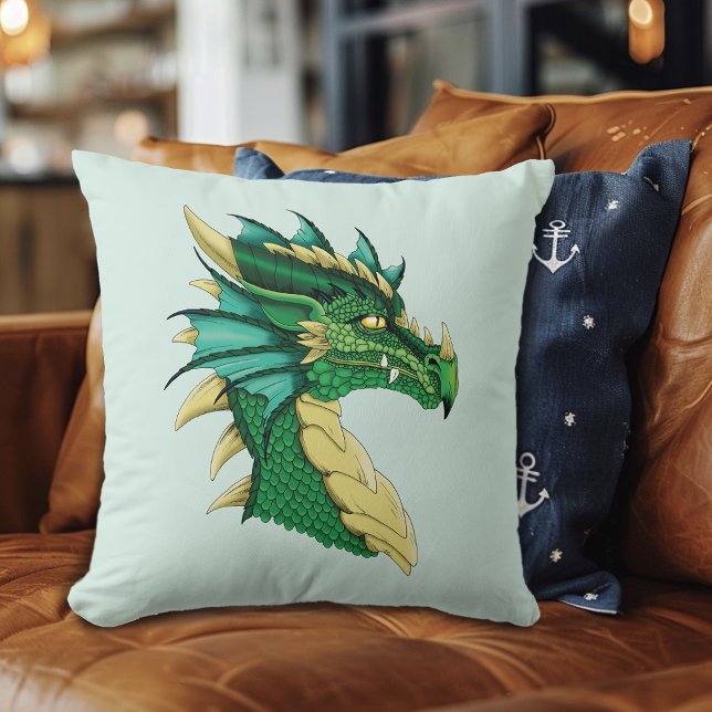 Grönt Dragon Porträtt Kudde (Skapare uppladdad)