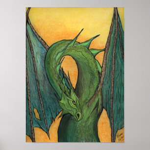 Grönt Dragon Poster
