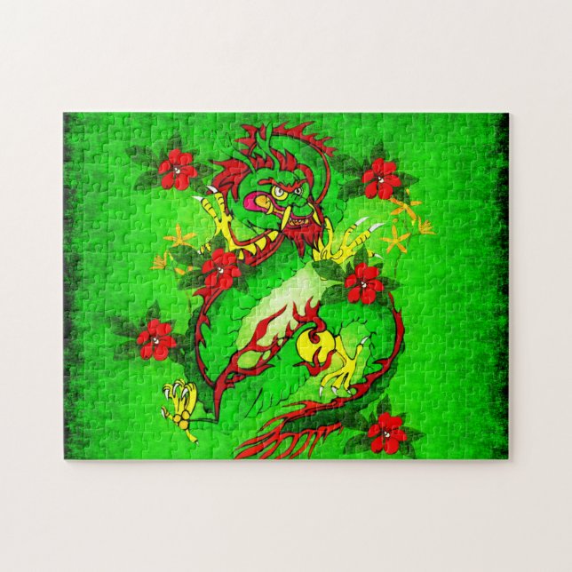 Grönt Dragon Pussel (Horisontell)