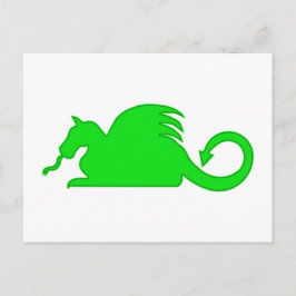 Grönt Dragon Silhouette Vykort