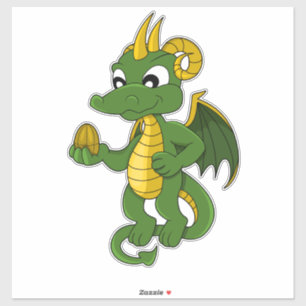 Grönt Dragon-Tecknad - etikett