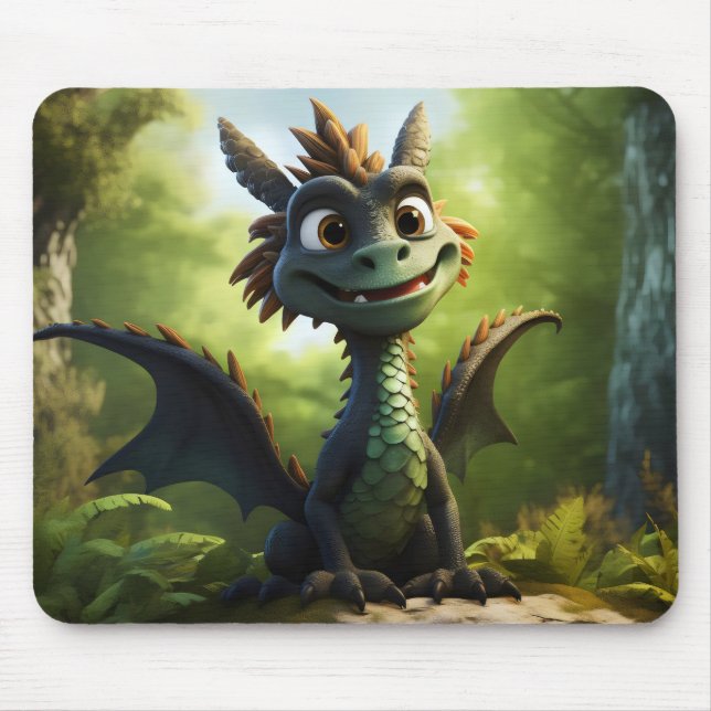 Grönt Dragon-Tecknad Musmatta (Framsidan)