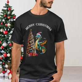 Grönt Dragon vid jul Kväll T Shirt