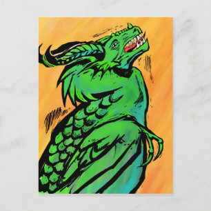 Grönt Dragon-vykort Vykort