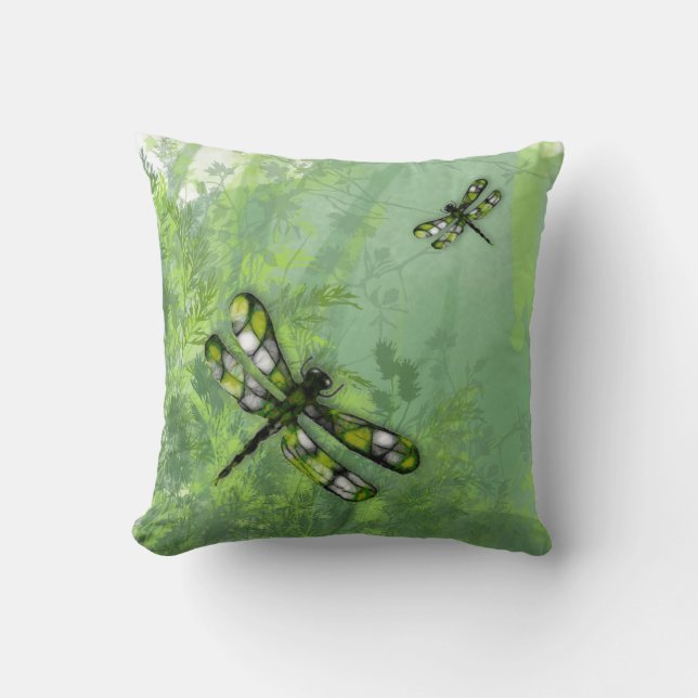 Grönt Dragonflies American MoJo Pillow Kudde (Framsida)