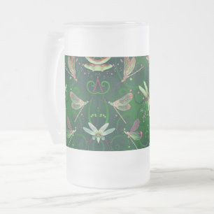 Grönt Dragonflies Frostat Mugg
