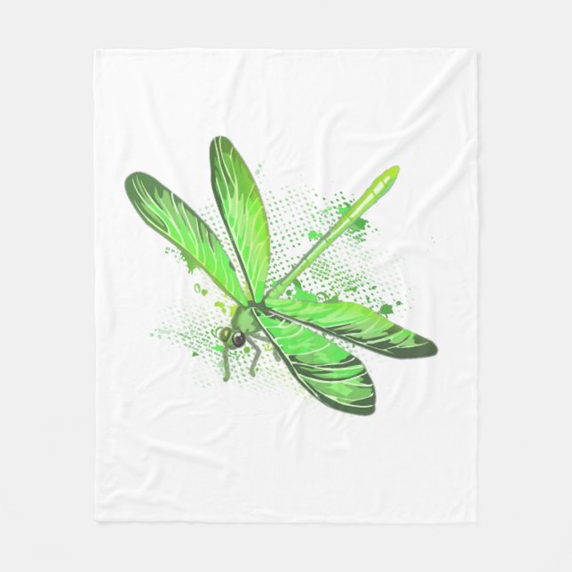 Grönt Dragonfly Fleecefilt (Framsidan)