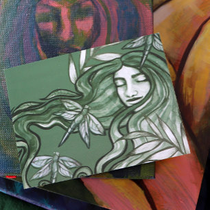 Grönt Dragonfly Goddess Art Dragonflies Vykort