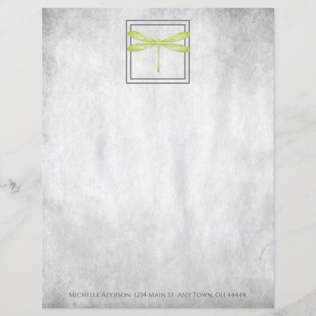 Grönt Dragonfly Personlig Papprare Lakan (Framsida)