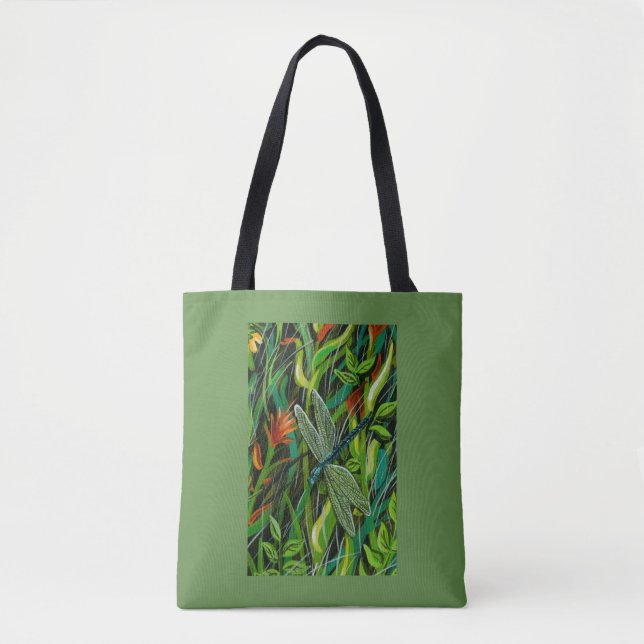 Grönt Dragonfly Tote Bag Tygkasse (Framsida)