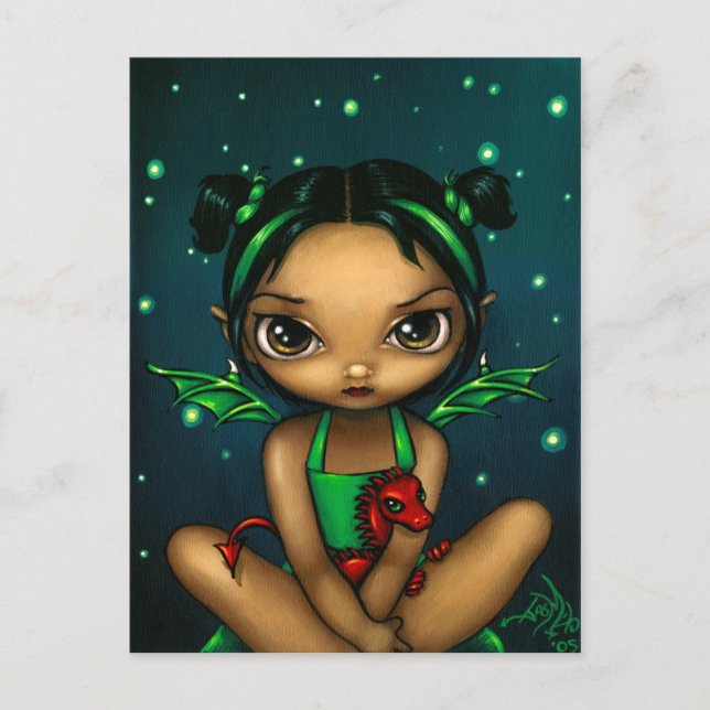 "Grönt Dragonling" vykort (Framsida)