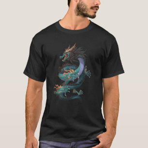 Grönt drake, kinesiska draperier Tecknad Tecknads T Shirt