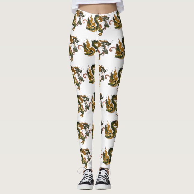 grönt drake leggings (Framsida)