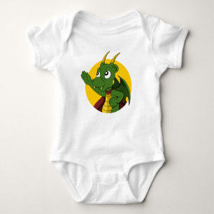Grönt drake tecknad baby kroppsdräkt t shirt