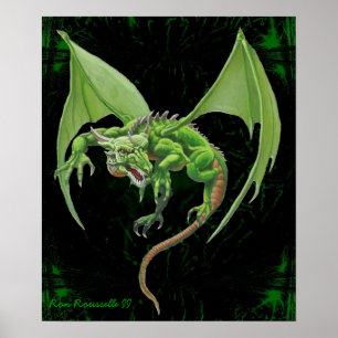 Grönt draketryck poster