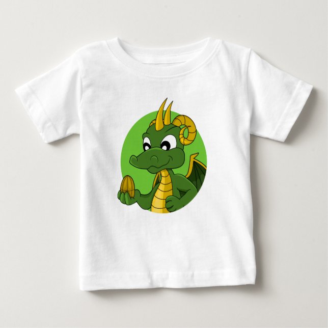 Grönt draon tecknad baby T-Shirt (Framsida)