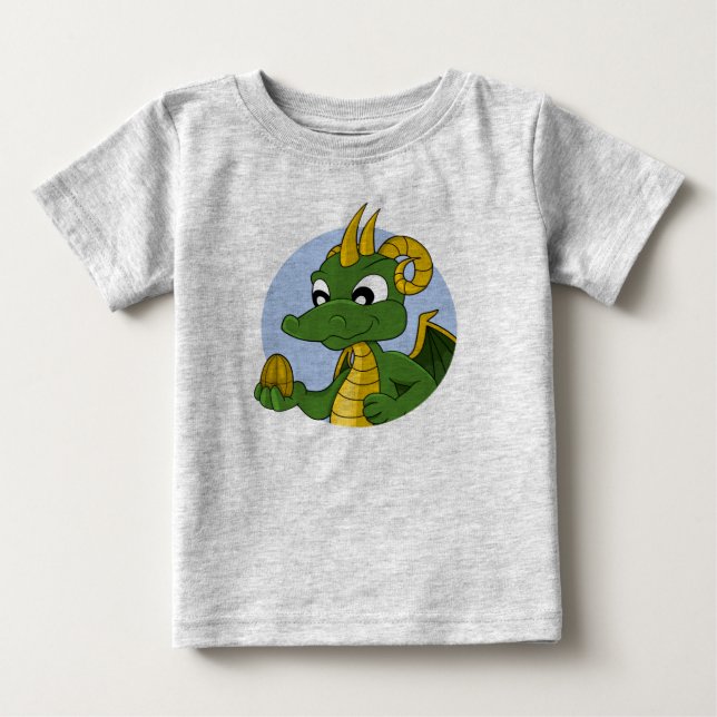 Grönt draon tecknad baby T-Shirt (Framsida)