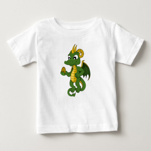 Grönt draon tecknad Baby T-Shirt (Framsida)
