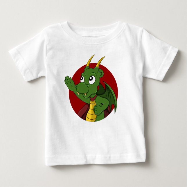 Grönt draon tecknad baby T-Shirt (Framsida)