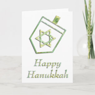Grönt Dreidel Lycklig Hanukkah Greeting Card 1 Helgkort