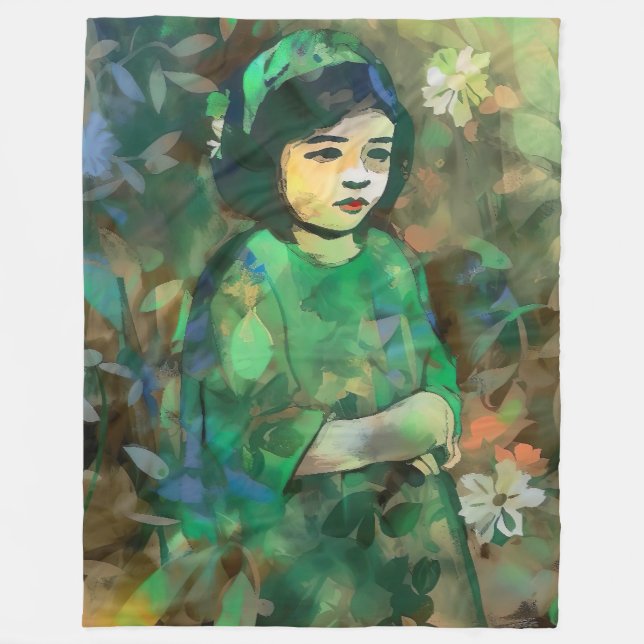 Grönt Dress för flicka Fleecefilt (Framsidan)