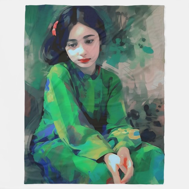 Grönt Dress för flicka Fleecefilt (Framsidan)