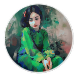 Grönt Dress för flicka Knopp