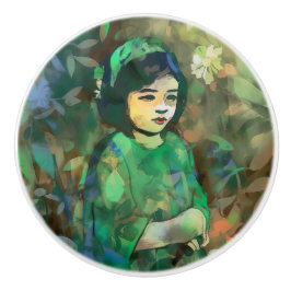 Grönt Dress för flicka Knopp