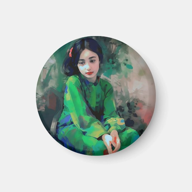 Grönt Dress för flicka Magnet (Framsidan)