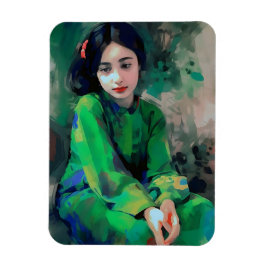 Grönt Dress för flicka Magnet