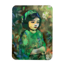 Grönt Dress för flicka Magnet