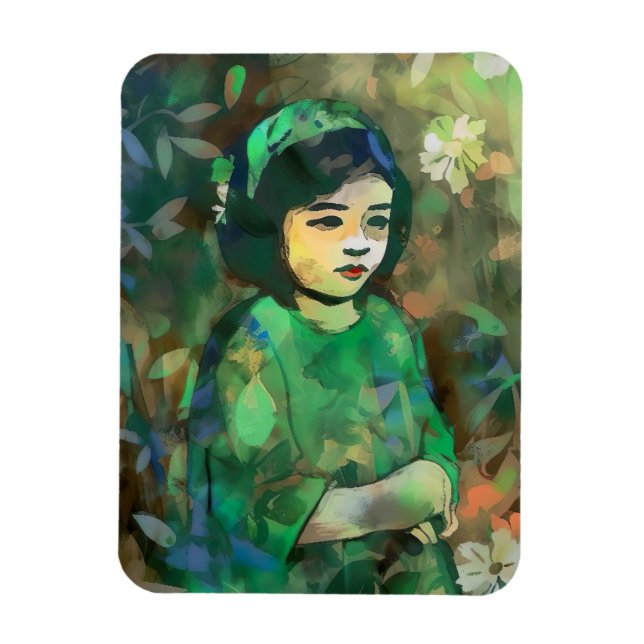 Grönt Dress för flicka Magnet (Vertikal)