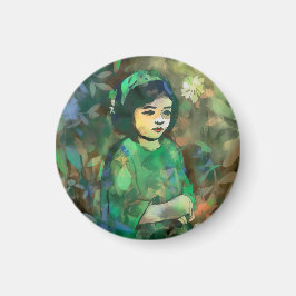 Grönt Dress för flicka Magnet