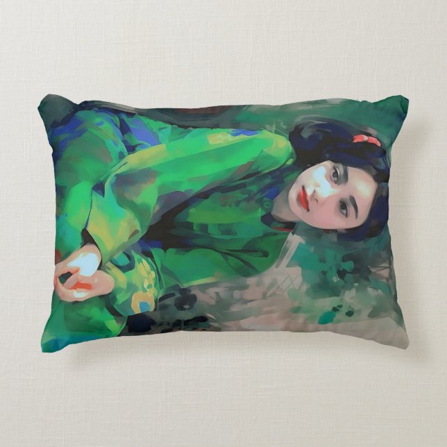 Grönt Dress för flicka Prydnadskudde (Framsidan)