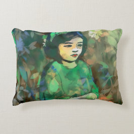 Grönt Dress för flicka Prydnadskudde