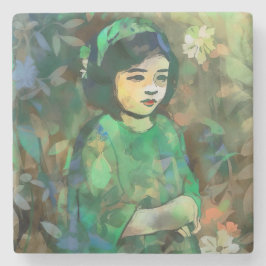 Grönt Dress för flicka Stenunderlägg