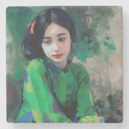 Grönt Dress för flicka Stenunderlägg