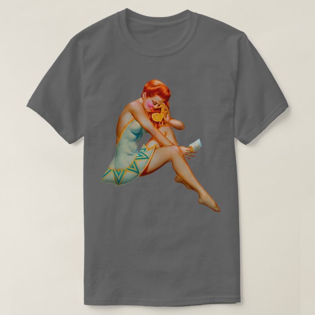 Grönt Dress Pin Up T Shirt (Design framsida)