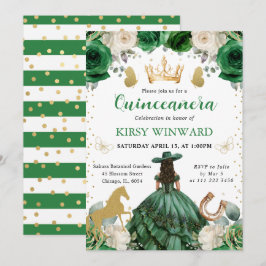 Grönt Dress Western Princess Quinceanera Inbjudningar
