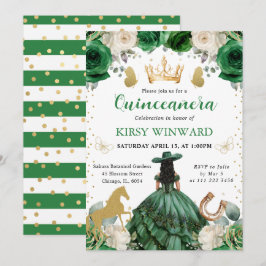Grönt Dress Western Princess Quinceanera Inbjudningar