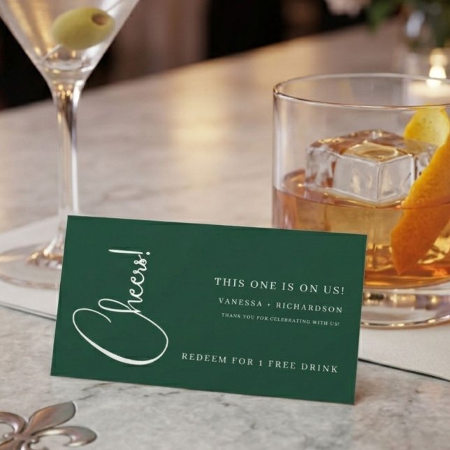Grönt drickbiljett, gratis alkohol voucher  visitkort (Skapare uppladdad)