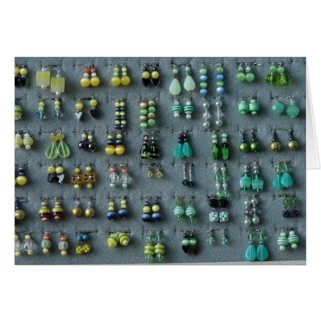Grönt Earrings Hälsningskort (Framsidan Horizontal)