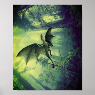 Grönt Earth Dragon, Nature Fantasy Art Poster
