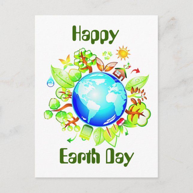 Grönt Earth Eco Friendly for Earth Day Vykort (Framsida)
