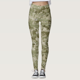 Grönt Earthy Färg Camo Camouflage Mönster Leggings