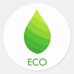 Grönt eco löv runt klistermärke